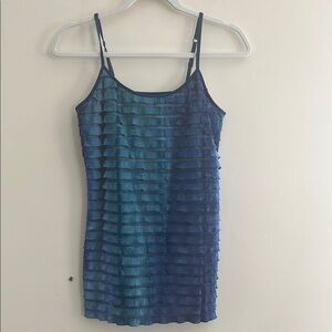 Energie Y2K Tank Top Ruffle NWT 2010 Mermaid Sheer Summer Blue Green Beach Fairy
